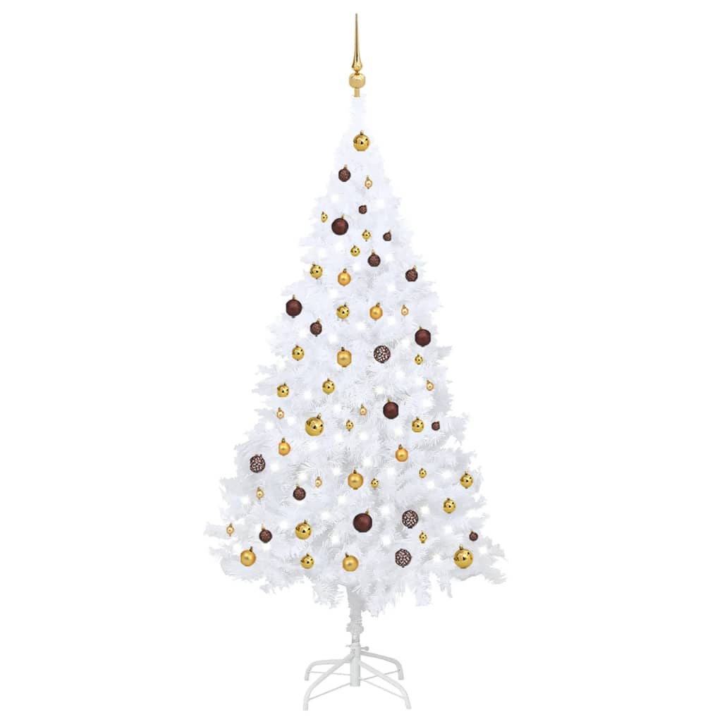 Artificial Christmas Tree with LEDs&Ball Set White 82.7" PVC
