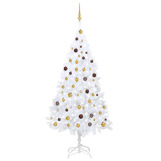 Artificial Christmas Tree with LEDs&Ball Set White 82.7" PVC