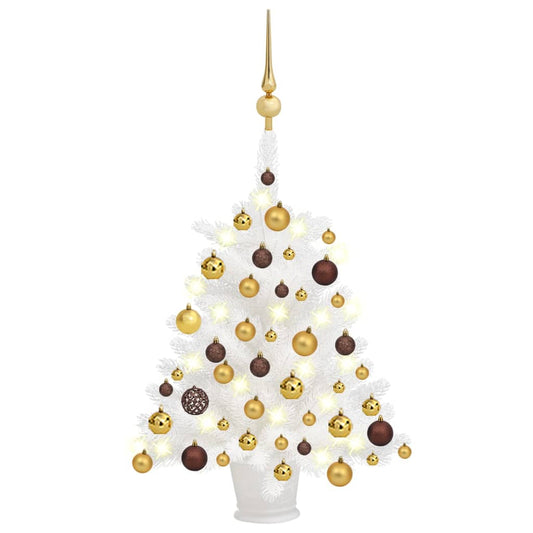 Artificial Christmas Tree with LEDs&Ball Set White 25.6"