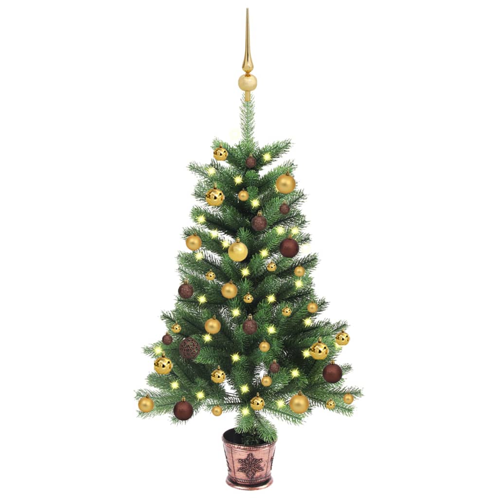 Artificial Christmas Tree with LEDs&Ball Set 35.4" Green