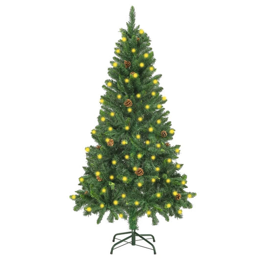 Artificial Christmas Tree with LEDs&Pine Cones Green 59.1"