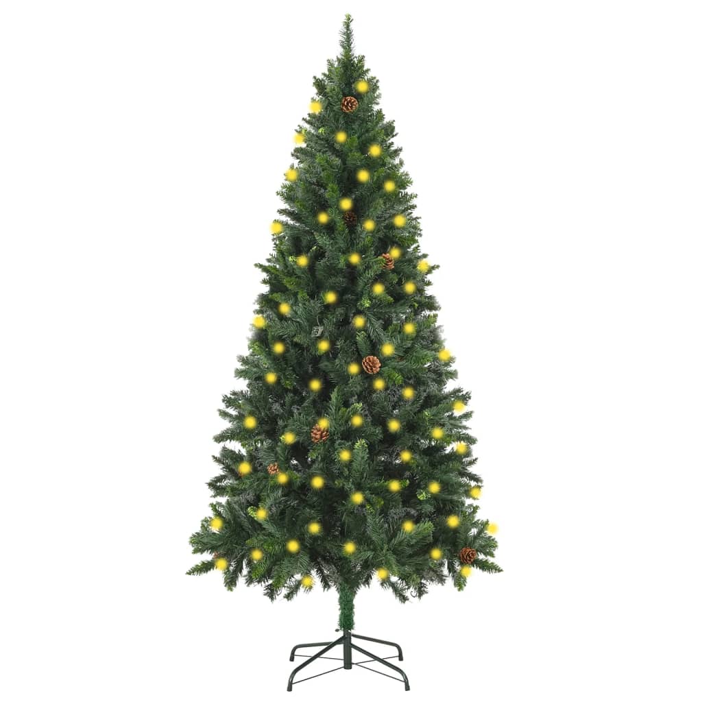 Artificial Christmas Tree with LEDs&Pine Cones Green 70.9"