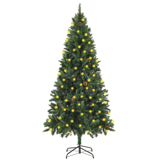 Artificial Christmas Tree with LEDs&Pine Cones Green 70.9"