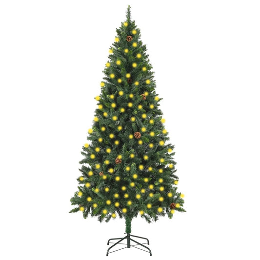 Artificial Christmas Tree with LEDs&Pine Cones Green 82.7"