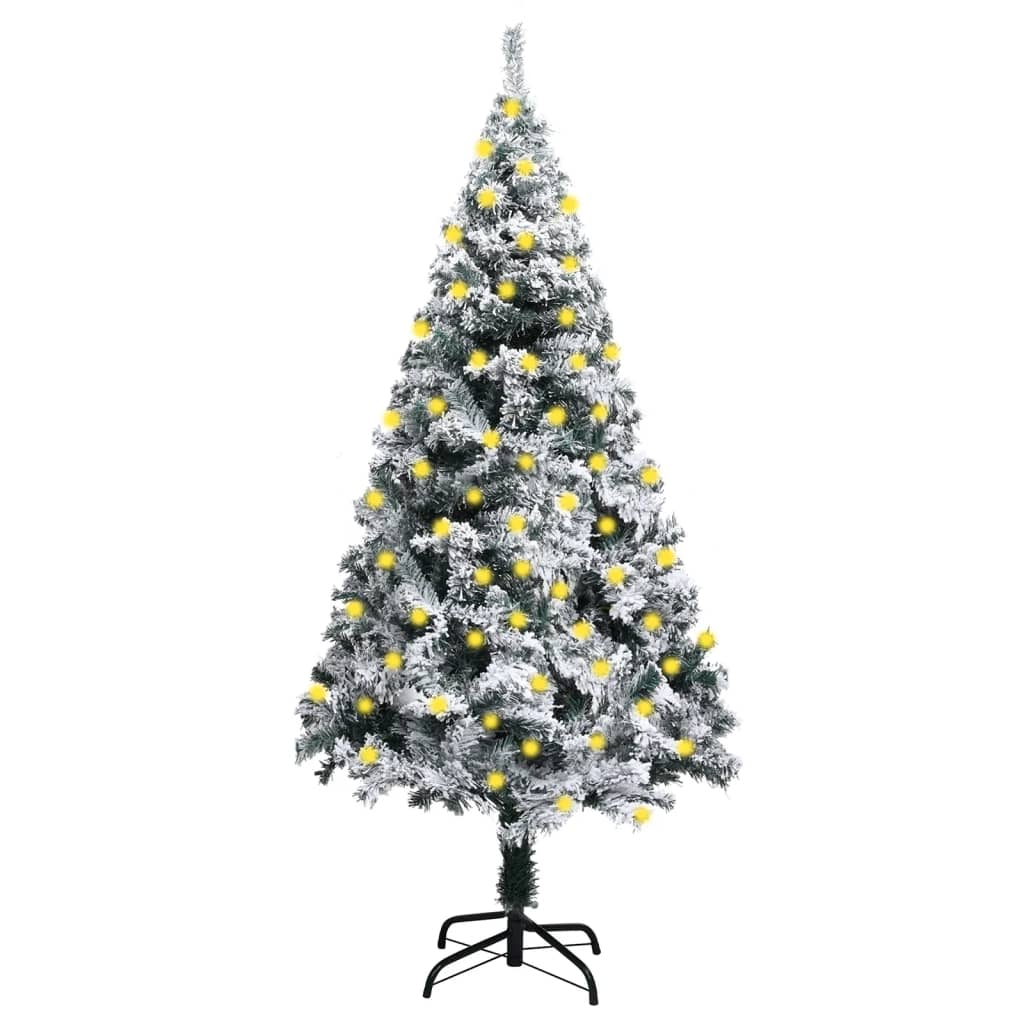 Artificial Christmas Tree with LEDs&Flocked Snow Green 59.1"