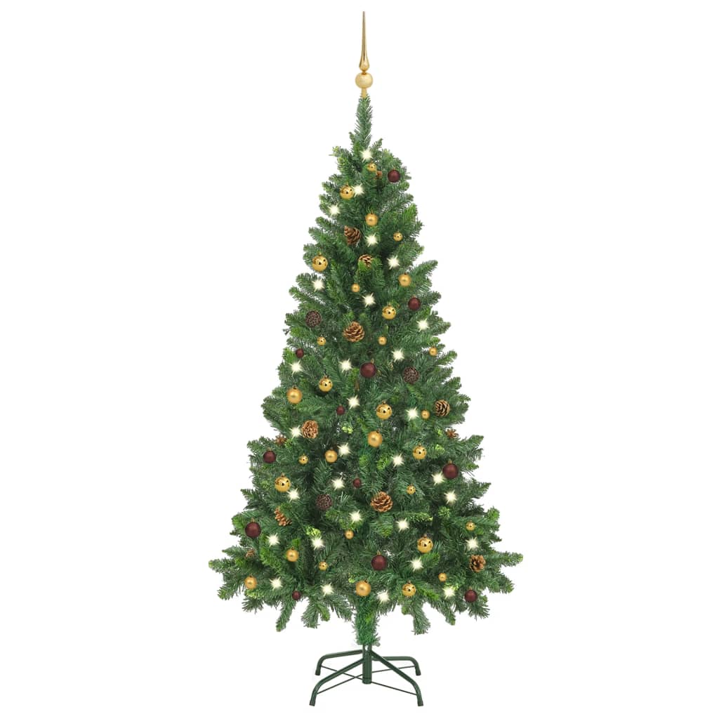 Artificial Christmas Tree with LEDs&Ball Set Green 59.1"