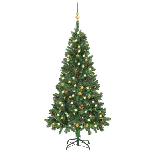Artificial Christmas Tree with LEDs&Ball Set Green 59.1"