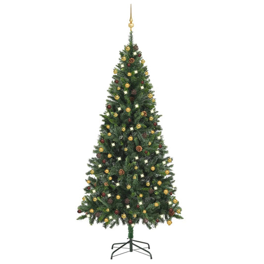 Artificial Christmas Tree with LEDs&Ball Set Green 82.7"