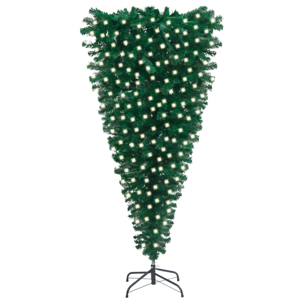 Upside-down Artificial Christmas Tree with LEDs Green 82.7"