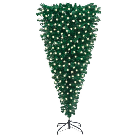 Upside-down Artificial Christmas Tree with LEDs Green 82.7"