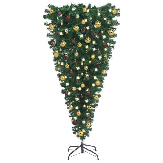 Upside-down Artificial Christmas Tree with LEDs&Ball Set 82.7"