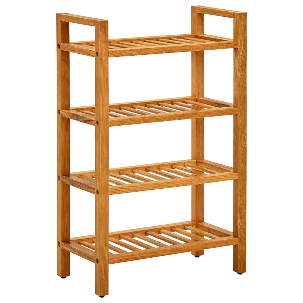 Shoe Rack with 4 Shelves 19.7"x10.6"x31.5" Solid Oak Wood