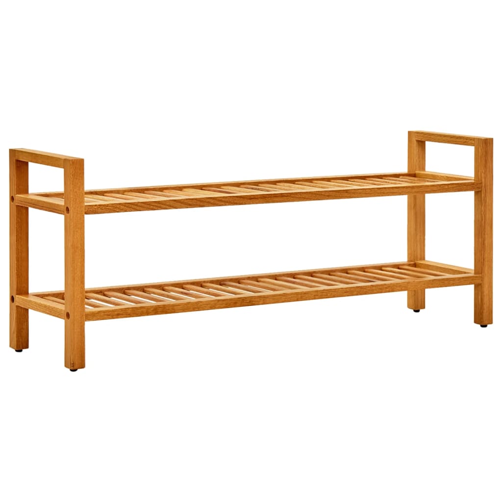 Shoe Rack with 2 Shelves 39.4"x10.6"x15.7" Solid Oak Wood