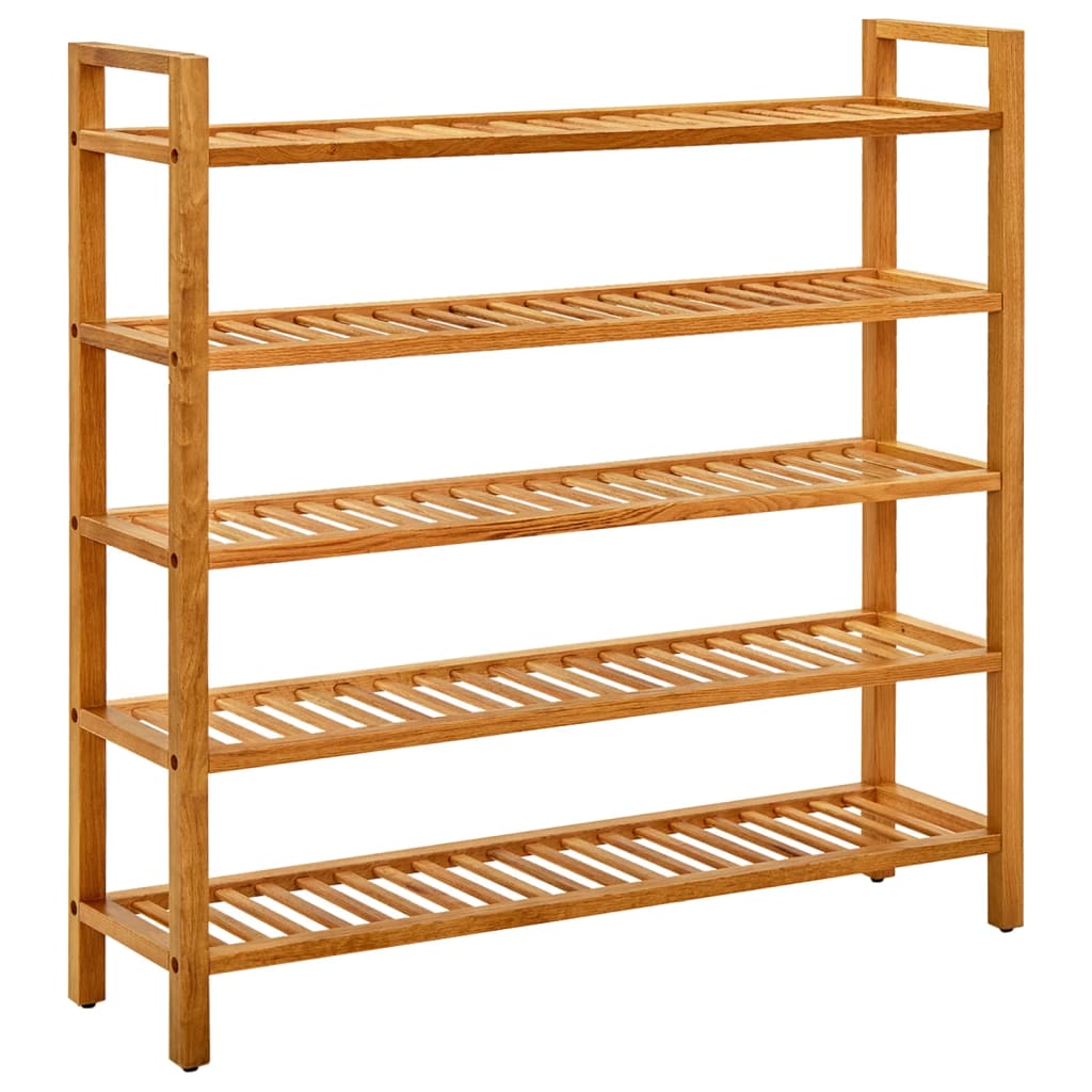 Shoe Rack with 5 Shelves 39.4"x10.6"x39.4" Solid Oak Wood