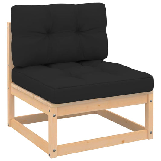 Patio Middle Sofa with Cushions Solid Pinewood