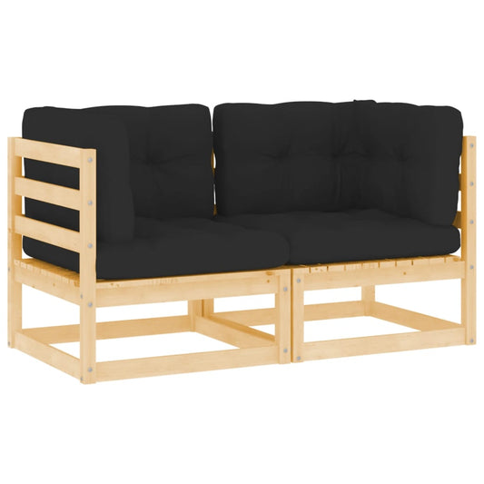 Patio Corner Sofas 2 pcs with Cushions Solid Pinewood