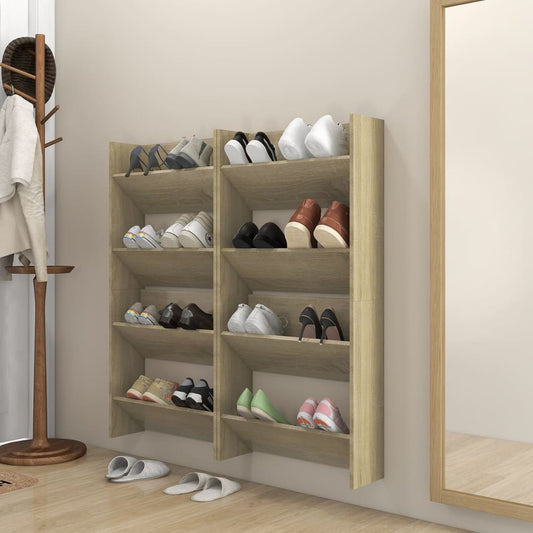 Wall Shoe Cabinets 4 pcs Sonoma Oak 23.6"x7.1"x23.6" Engineered Wood