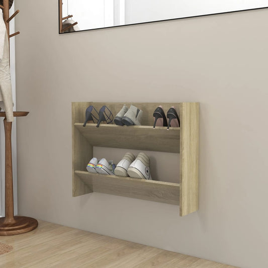 Wall Shoe Cabinet Sonoma Oak 31.5"x7.1"x23.6" Engineered Wood
