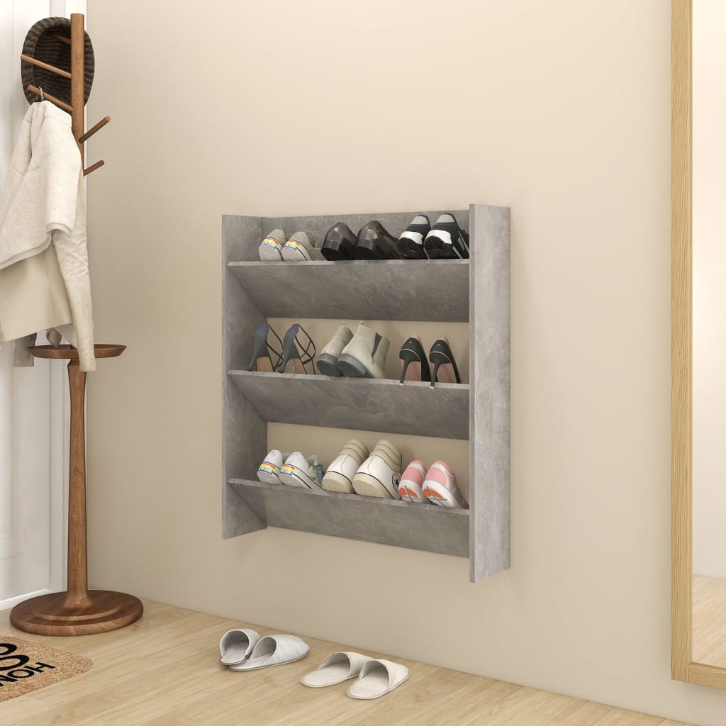 Wall Shoe Cabinet Concrete Gray 31.5"x7.1"x35.4" Engineered Wood