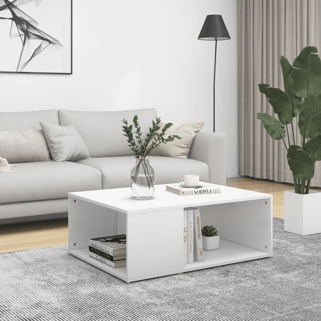 Coffee Table White 35.4"x26.4"x13" Engineered Wood