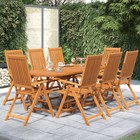 9 Piece Patio Dining Set Solid Wood Acacia