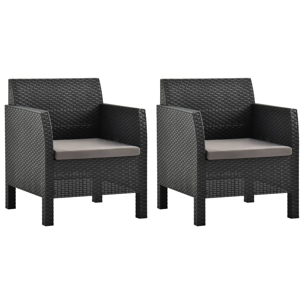 Patio Chairs with Cushions 2 pcs PP Rattan Anthracite