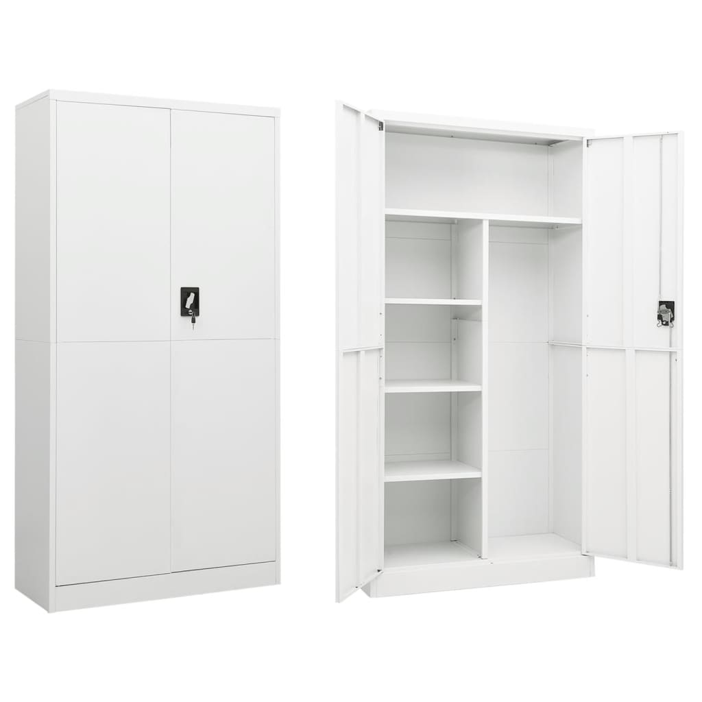 Locker Cabinet White 35.4"x15.7"x70.9" Steel