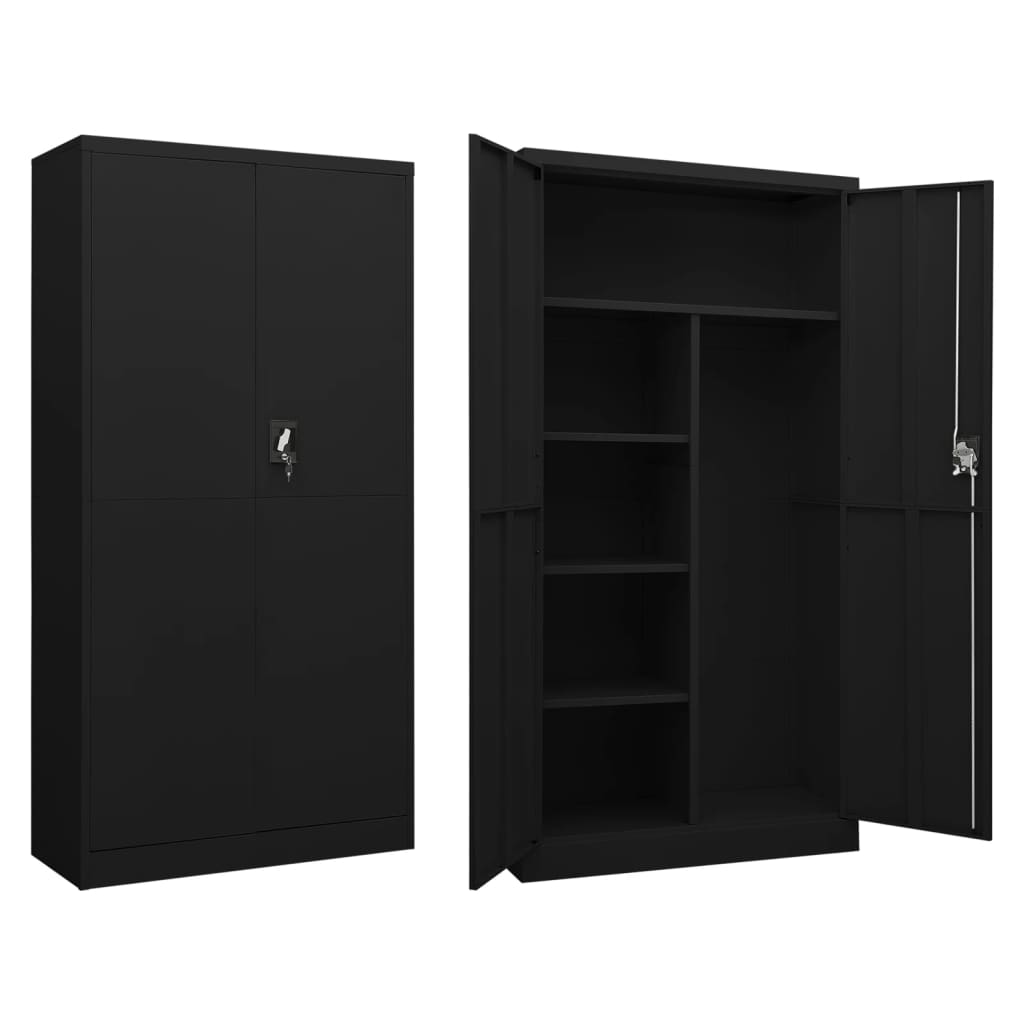 Locker Cabinet Black 35.4"x15.7"x70.9" Steel