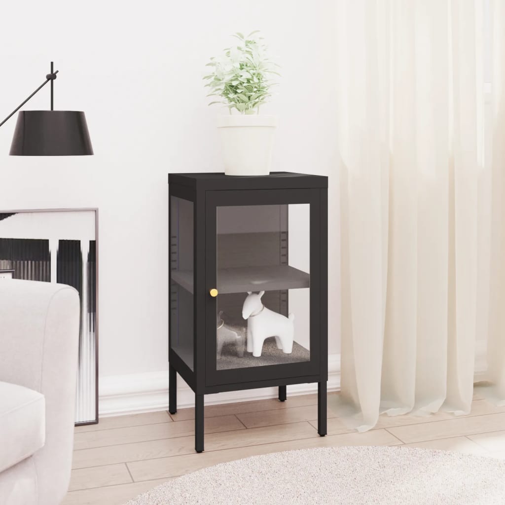 Sideboard Black 15"x13.8"x27.6" Steel and Glass