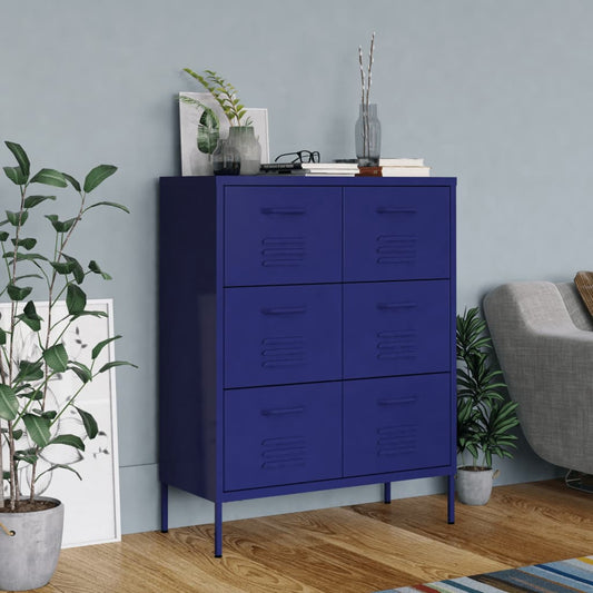Drawer Cabinet Navy Blue 31.5"x13.8"x40" Steel