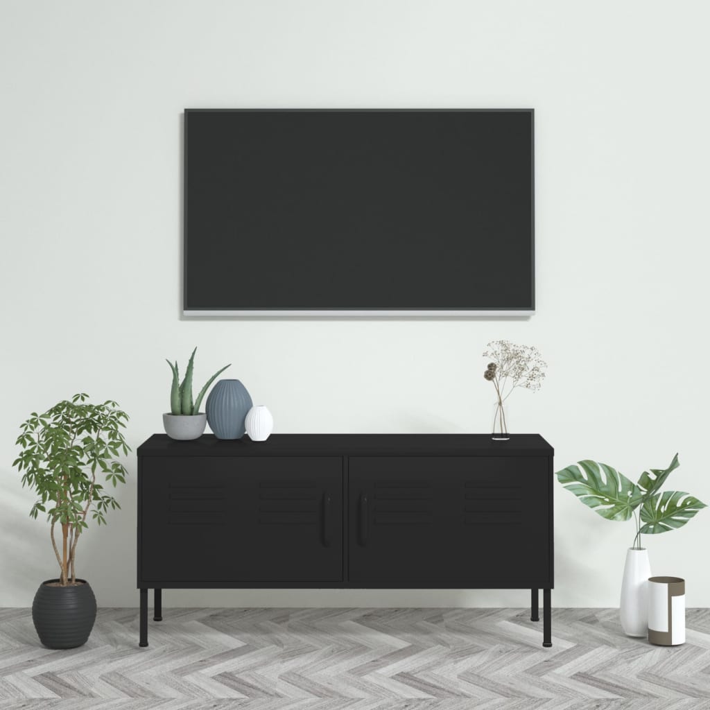 TV Cabinet Black 41.3"x13.8"x19.7" Steel