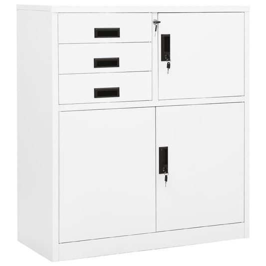 Office Cabinet White 35.4"x15.7"x40.2" Steel