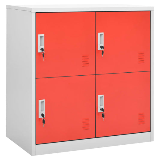 Locker Cabinet Light Gray and Red 35.4"x17.7"x36.4" Steel