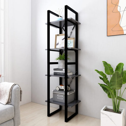 4-Tier Book Cabinet Gray 15.7"x11.8"x55.1" Engineered Wood