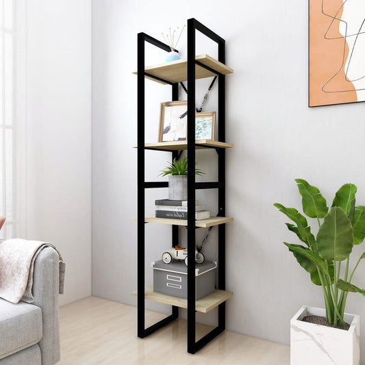 4-Tier Book Cabinet Sonoma Oak 15.7"x11.8"x55.1" Engineered Wood