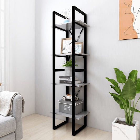 4-Tier Book Cabinet Concrete Gray 15.7"x11.8"x55.1" Engineered Wood
