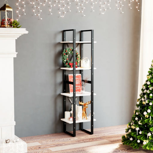 4-Tier Book Cabinet White 15.7"x11.8"x55.1" Solid Pine Wood