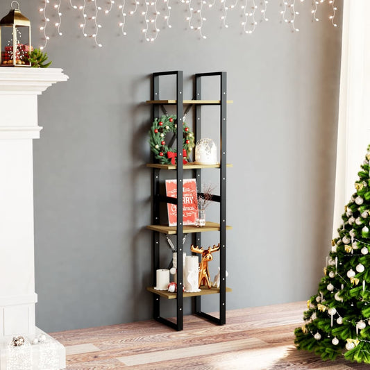 4-Tier Book Cabinet Brown 15.7"x11.8"x55.1" Solid Pine Wood