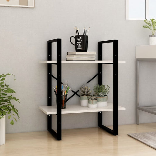 2-Tier Book Cabinet White 23.6"x11.8"x27.6" Solid Pine Wood