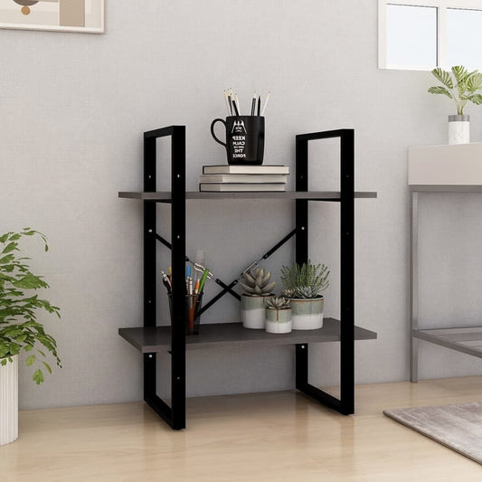 2-Tier Book Cabinet Gray 23.6"x11.8"x27.6" Solid Pine Wood