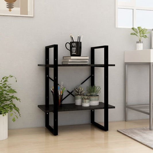 2-Tier Book Cabinet Black 23.6"x11.8"x27.6" Solid Pine Wood