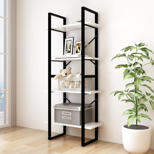 4-Tier Book Cabinet White 23.6"x11.8"x55.1" Solid Pine Wood