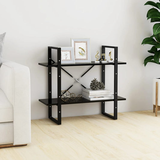 2-Tier Book Cabinet Black 31.5"x11.8"x27.6" Engineered Wood