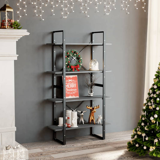 4-Tier Book Cabinet Gray 31.5"x11.8"x55.1" Solid Pine Wood