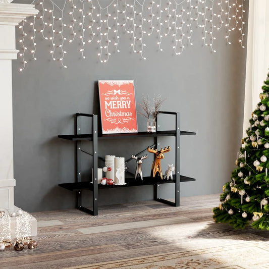 2-Tier Book Cabinet Black 39.4"x11.8"x27.6" Engineered Wood