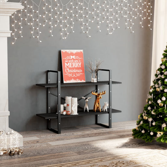 2-Tier Book Cabinet Gray 39.4"x11.8"x27.6" Engineered Wood