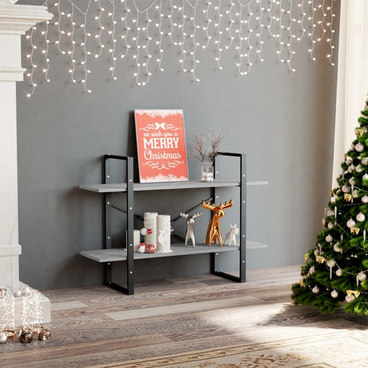 2-Tier Book Cabinet Concrete Gray 39.4"x11.8"x27.6" Engineered Wood