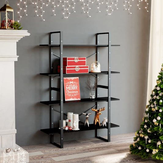 4-Tier Book Cabinet Black 39.4"x11.8"x55.1" Engineered Wood