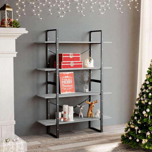 4-Tier Book Cabinet Concrete Gray 39.4"x11.8"x55.1" Engineered Wood