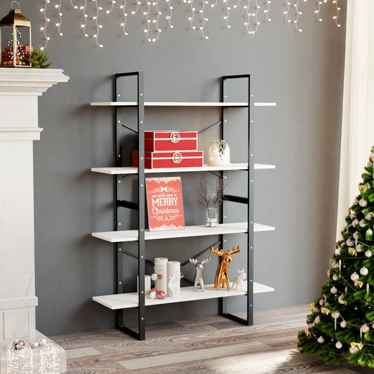4-Tier Book Cabinet White 39.4"x11.8"x55.1" Solid Pine Wood